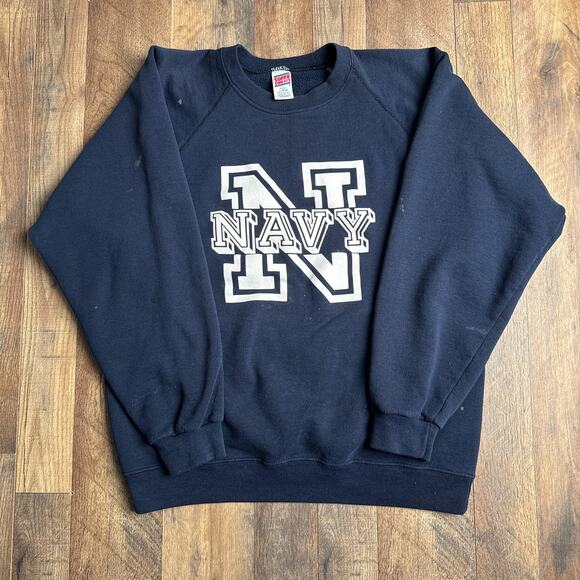 Vintage US Navy Sweatshirt Men's Large Blue Athletic Training Fitness 3058 - Picture 1 of 14